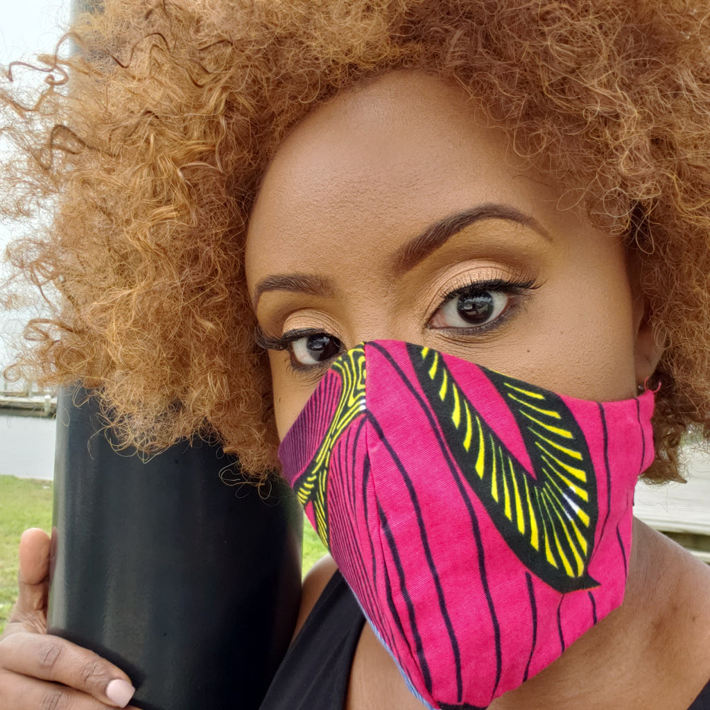 Hot Pink Ankara Mask, Afrobeats Collection