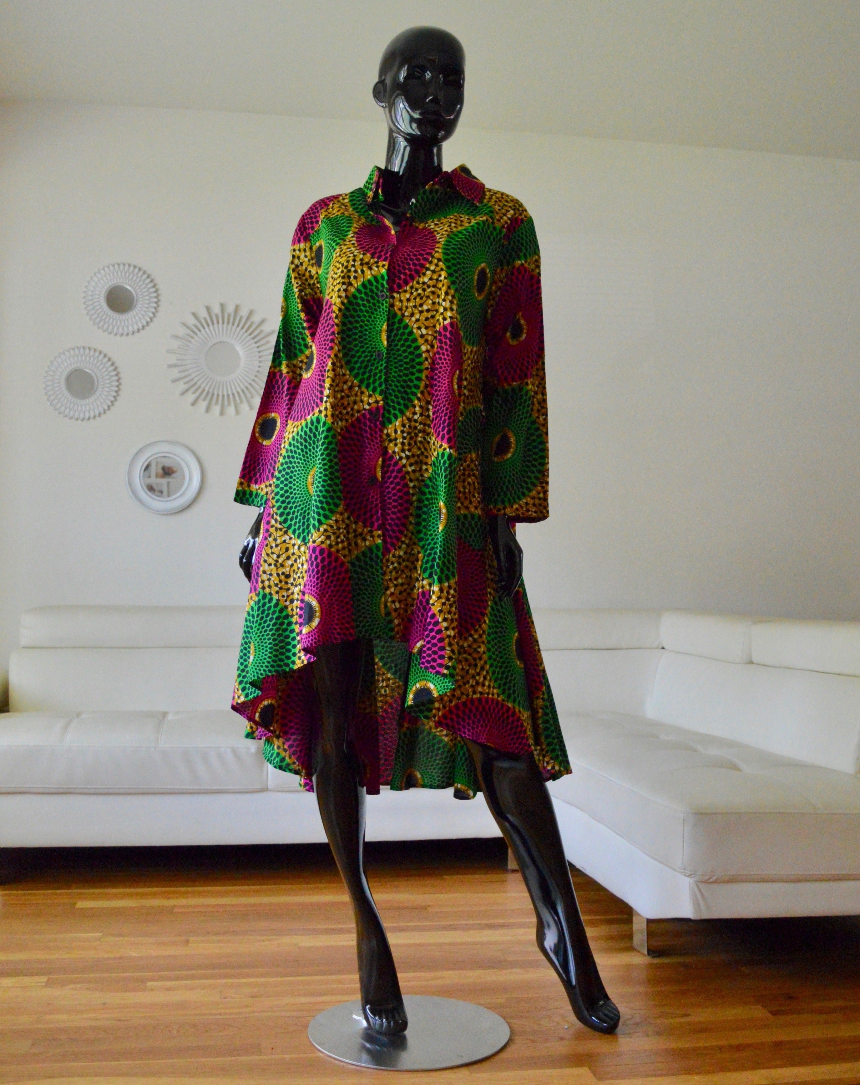 Ankara Dress, Yellow/Pink/Green, Afrobeats Collection