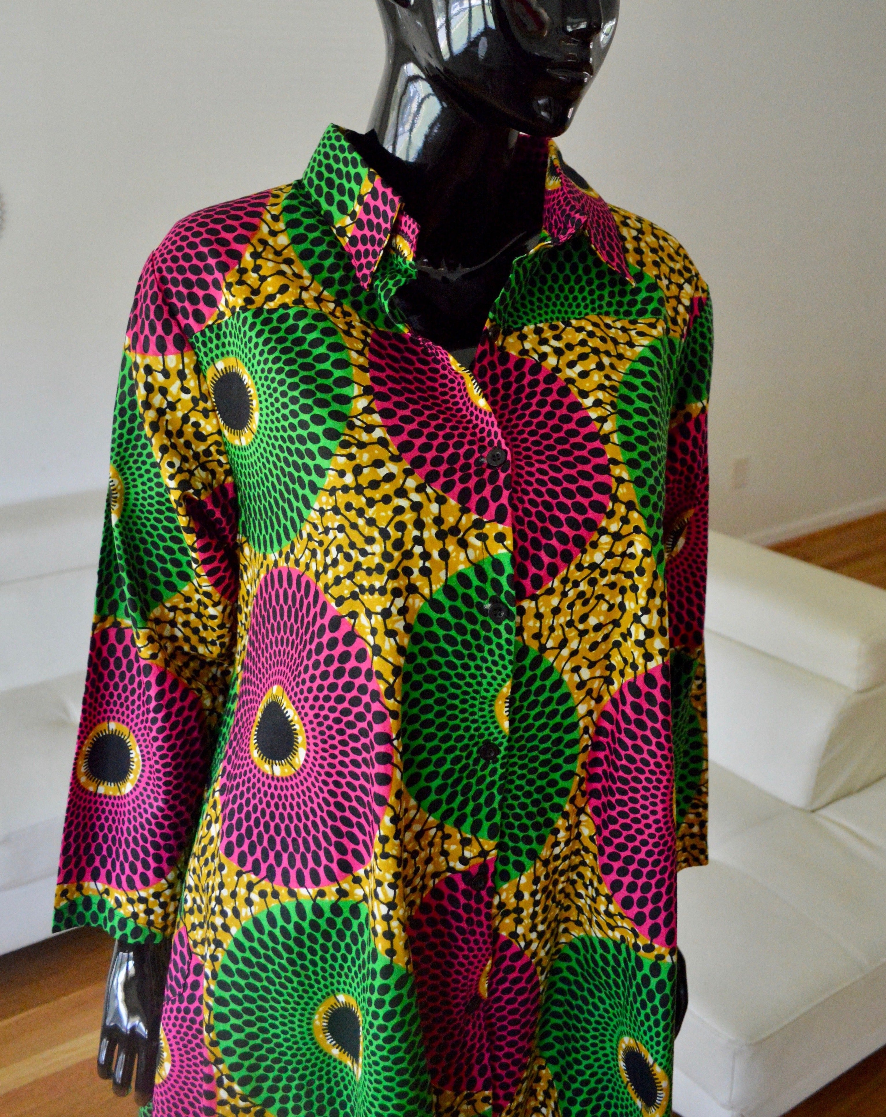 Ankara Dress, Yellow/Pink/Green, Afrobeats Collection