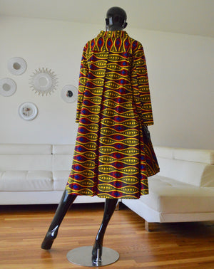 Ankara Dress, Yellow/Red/Blue, Afrobeats Collection