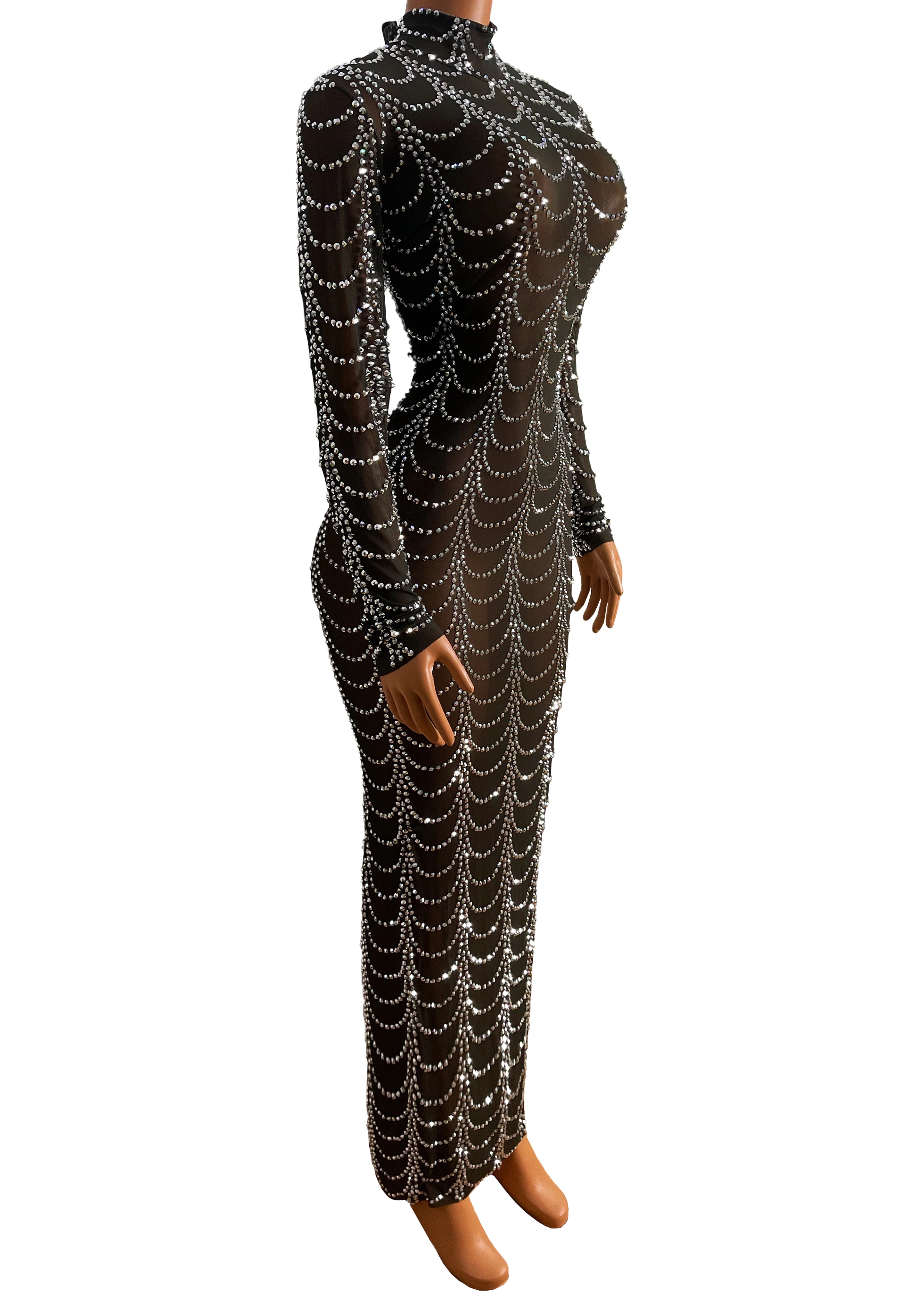 Black Dress with Rhinestones, Gemstones Dresses (Medium to XL)