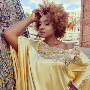 Silky Kaftan with Embroidery, Afrobeats Collection