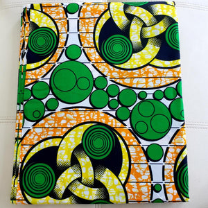 African Ankara Fabric, 6 yards (Green-Orange)