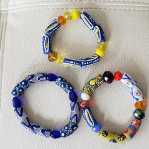Ghana Beads Bracelets, 3pcs (Prampram) Afrobeats Collection,