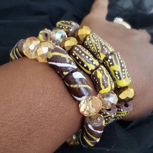 Ghana Beads Bracelets, 3pcs (Ghana Chocolate) Afrobeats Collection