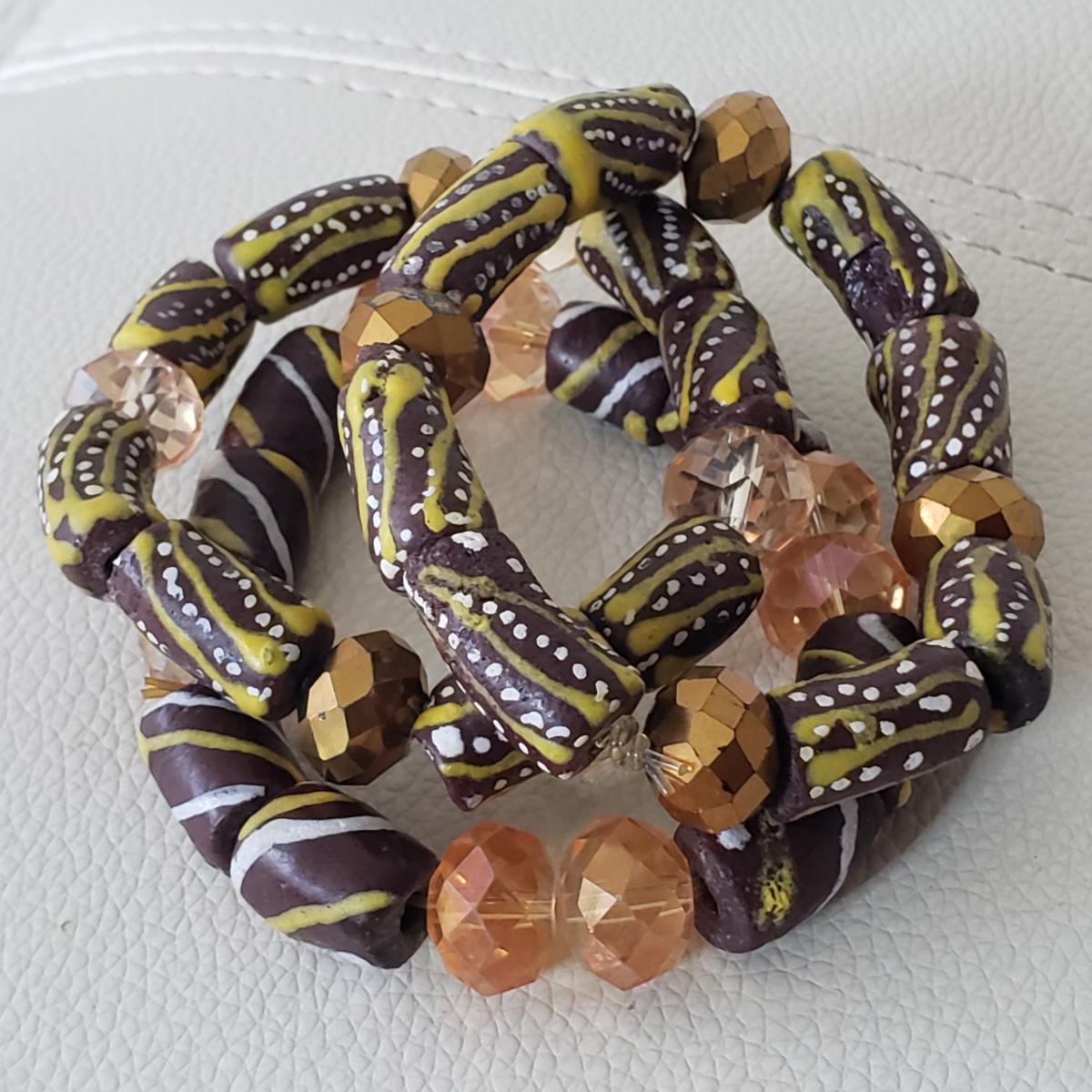 Ghana Beads Bracelets, 3pcs (Ghana Chocolate) Afrobeats Collection