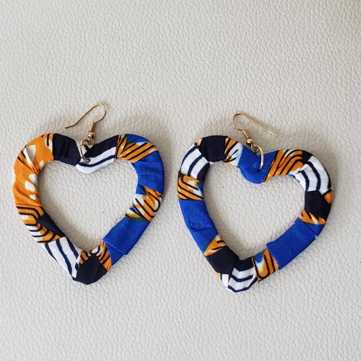 Earrings Made with Ankara, Heart
