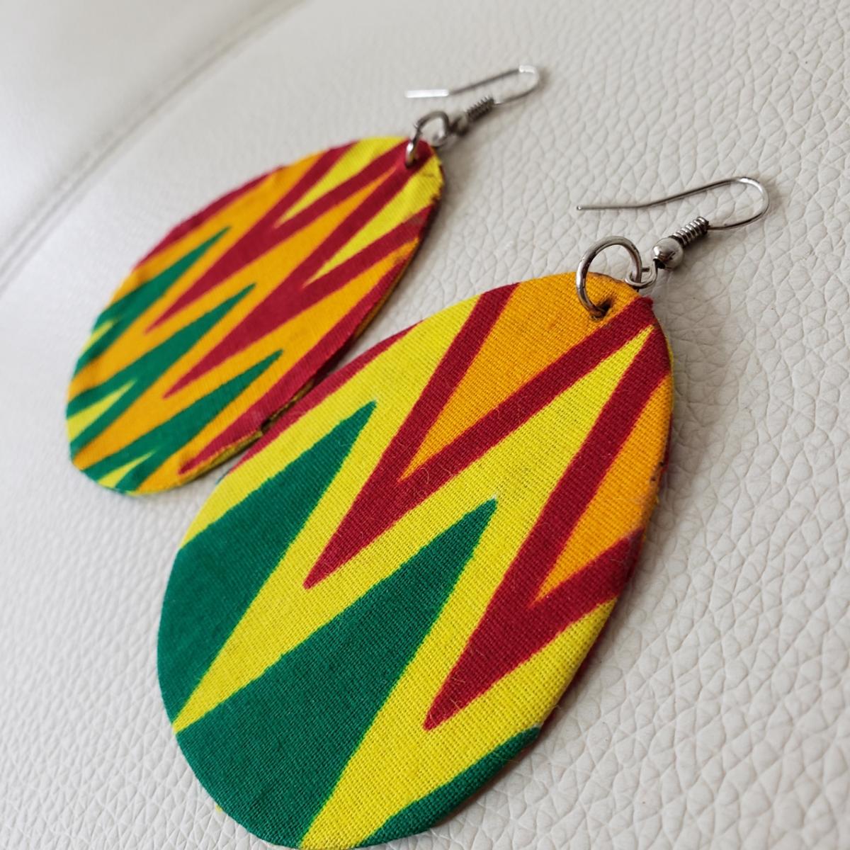 Earrings Made with Kente/Ankara, Oval