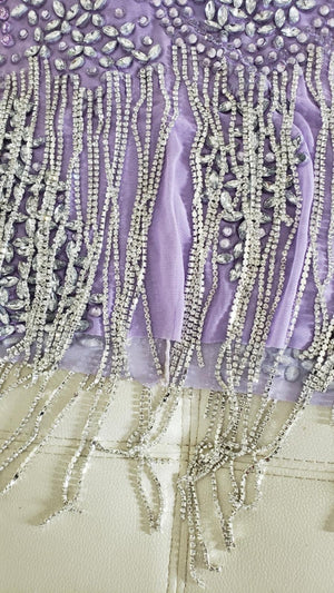 Rhinestones & Crystals Fringe Dress, Gemstones Dresses (M to XL)