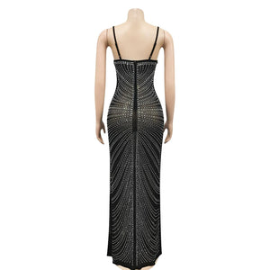 Black Rhinestones Dress, Gemstones Dresses (S to M)